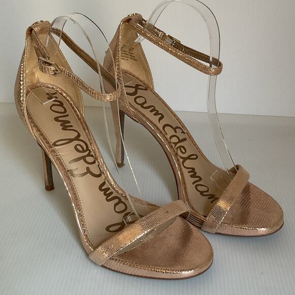 Sam Edelman Strappy  Rose Gold  High Heel Sandals Size 8.5 M Leather Upper - Picture 4 of 11